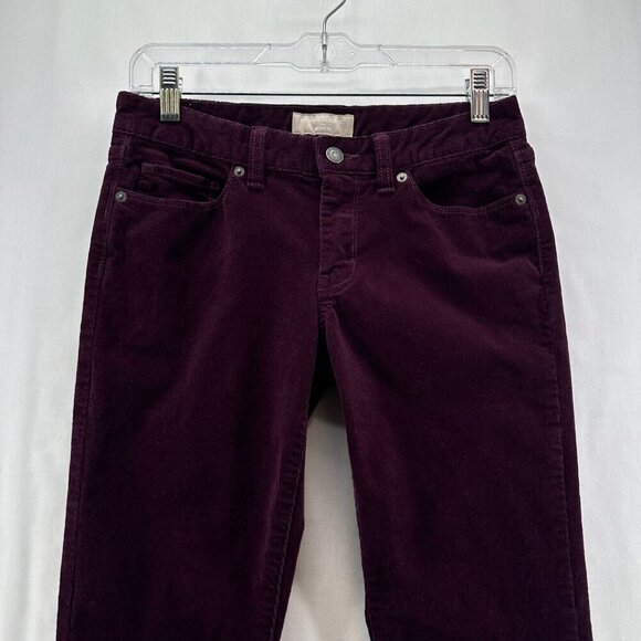 Banana Republic Jeans Womens 26/2P Skinny Fit Corduroy Low Rise Ankle Burgundy - Picture 3 of 10
